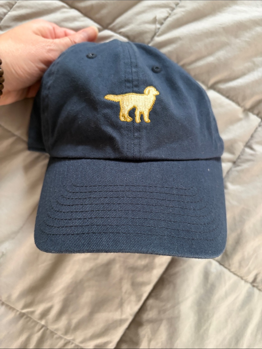 Navy Baseball Cap with Golden Retriever Embroidery